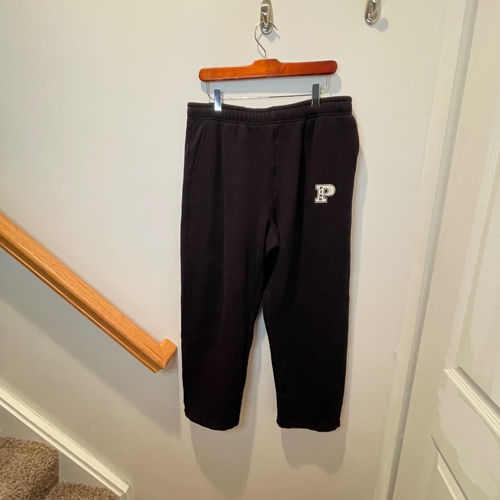 Victoria Secret PINK Sweatpants Black Fleece Straight Leg Size L